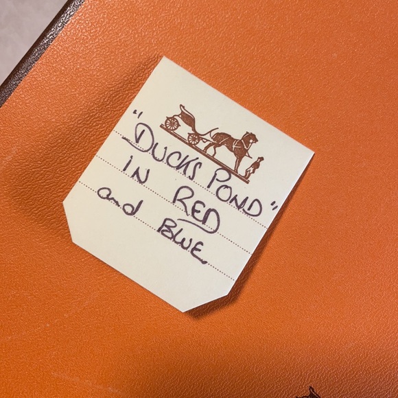 Hermès Ducks Pond silk scarf in red and blue - Picture 7 of 7